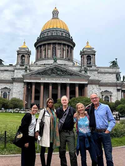 Students near Isaac Cathedral in St Petersburg, Russia